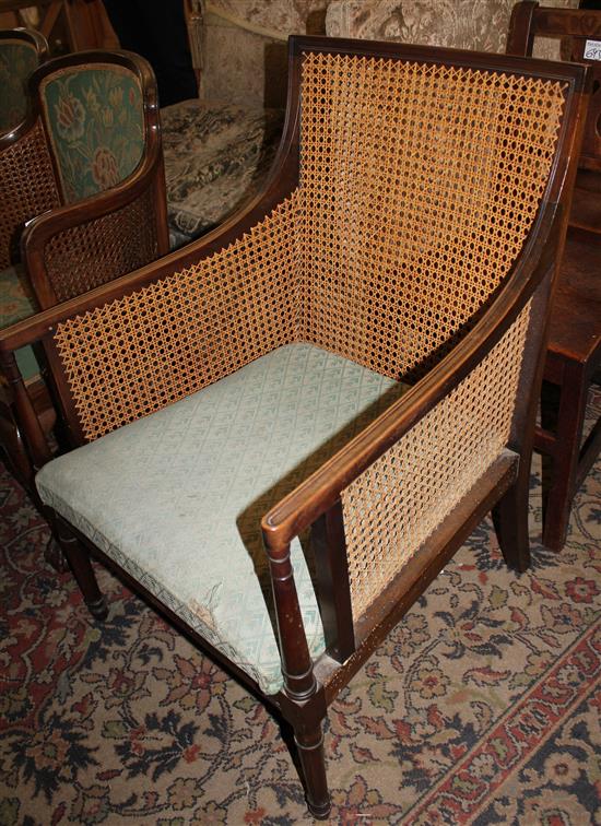 Regency style mahogany bergere armchair